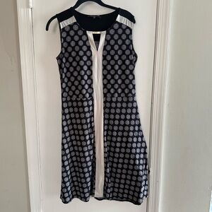 Jones New York Black and White Circle Print Midi Dress Size S